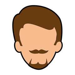 young man head avatar character vector illustration design