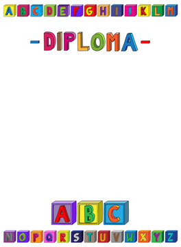 Diploma lettering A4 Page for kids with alphabet blocks