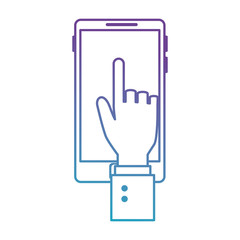 hand with smartphone device vector illustration design