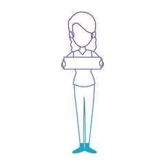 beautiful businesswoman with banner vector illustration design