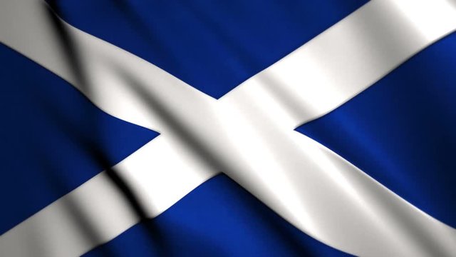 Scottish flag of Scotland waving in the wind