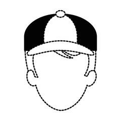 young man head avatar character vector illustration design