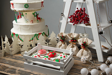 Christmas decoration on wooden table