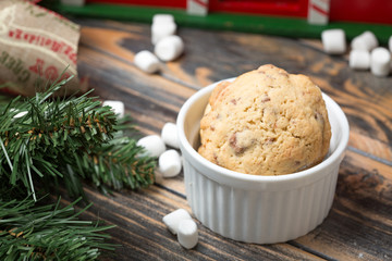 Christmas decoration on wooden table