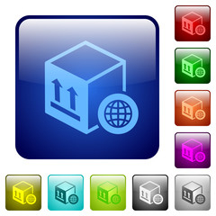 Worldwide package transportation color square buttons