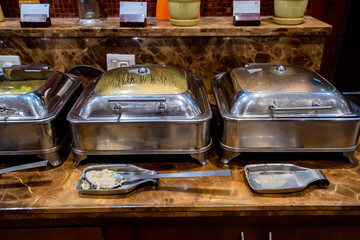 Self-service buffet breakfast in hotel