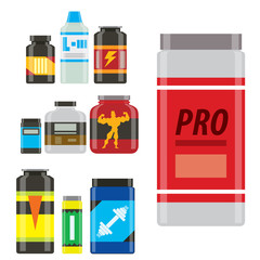 Sport nutrition healthy food vector fitness diet bodybuilding proteine power sport food and drink athletic supplement energy illustration.