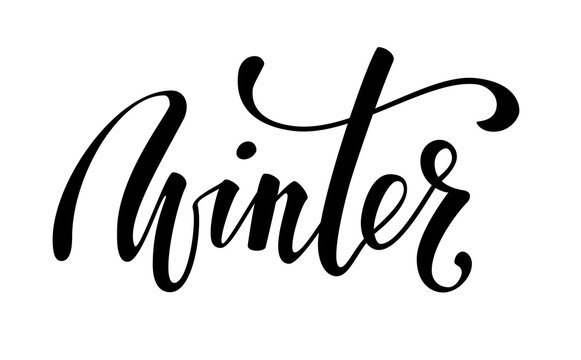 Hello winter. Hand drawn calligraphy and brush pen lettering. design for holiday greeting card and invitation of seasonal winter holidays, t-shirt, prints and posters