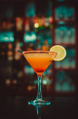 Alcohol cocktail with lemon - obrazy, fototapety, plakaty