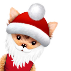 Funny Dog Santa with beard. Christmas concept