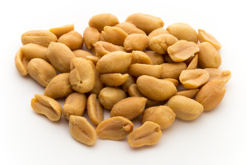 Peeled peanuts on the isolated background.