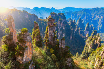 Colorful cliffs in Zhangjiajie Forest Park.