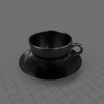 Black coffee cup with saucer