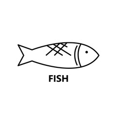 Fish symbol on the white background stroke text