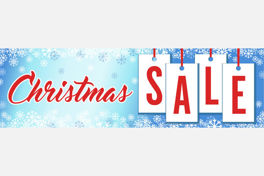 Snowflakes Christmas Sale Wide Banner Vector Illustration 1