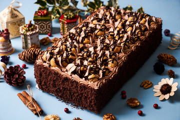 Delicious Chocolate cake with custard cream 