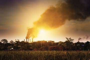 Air pollution by smoke coming out of factory
