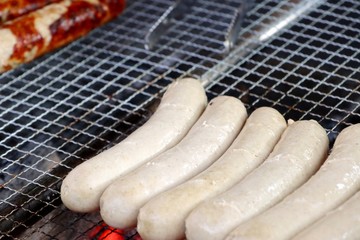 grilled sausages at street food