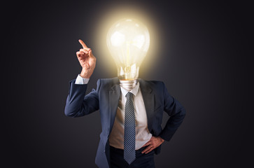 Idea is born, senior business man's head is a light bulb