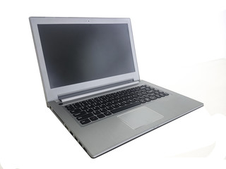 modern laptop (grey color) is isolated on white background
