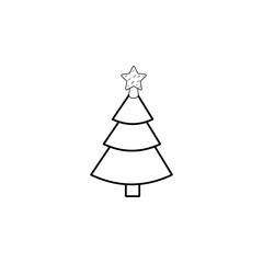 Christmas pine tree line icon