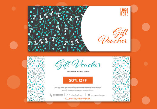 Teal and Orange Illustrated Gift Voucher