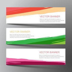 Obraz premium Web banner set design background. Inspired by brush, three color that purple green and orange.Vector illustration. 