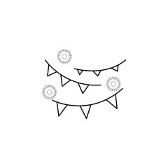 Christmas decoration with sparkling light line icon