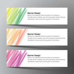 Fototapeta premium Web banner set design background. Inspired by brush, three color that purple green and orange.Vector illustration. 