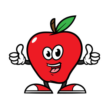 Cartoon Apple Character Giving Thumbs Up
