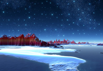 3D Rendering of a Fantasy Alien Planet - 3D Illustration