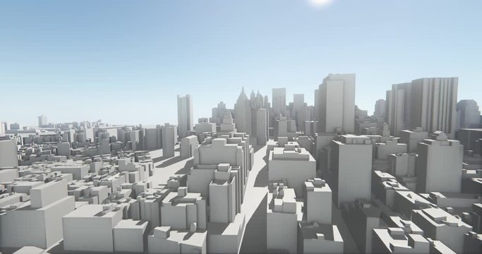 4k abstract urban business construction,flying over 3D Virtual Geometric City Office Buildings,aerial view of NewYork,web tech.