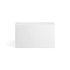 Blank White paper box front view isolated on white background. Packaging template mockup...