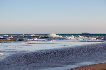 Waves from Skagerrak and Kattegat ocean meets at Grenen, Skagen, the northernmost point of Denmark.