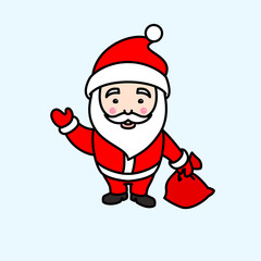 Vector illustration of Santa Claus holding gift