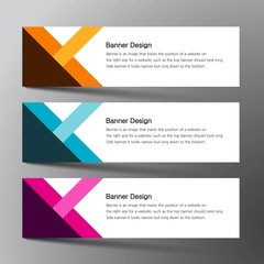 Web banner set design background. Inspired by geometric, three color that blue brown and purple.Vector illustration. 