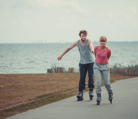Boy chasing his girlfriend.