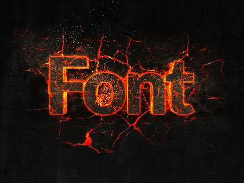 Font Fire text flame burning hot lava explosion background.