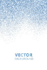 Naklejka na ściany i meble Falling glitter confetti. Blue vector dust, explosion isolated on white. Sparkling glitter border, festive frame.