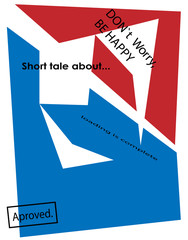 poster with abstract figures and text / be happy / print