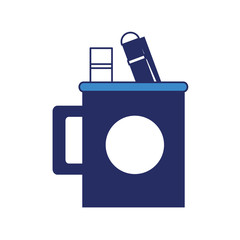 cup with writing tools icon