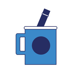 cup with writing tools icon