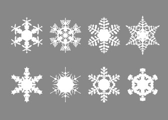 雪の結晶シルエット セット　ベクター イラスト