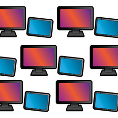 computer monitor and tablet pattern image vector illustration design 