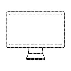computer monitor icon image vector illustration design  black dotted line