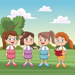 Students kids at park icon vector illustration graphic design