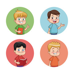 Students kids round icons icon vector illustration graphic design