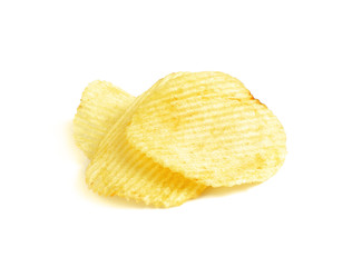 potato chips closeup isolated on a white background
