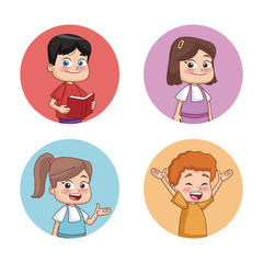 Students kids round icons icon vector illustration graphic design