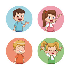 Students kids round icons icon vector illustration graphic design